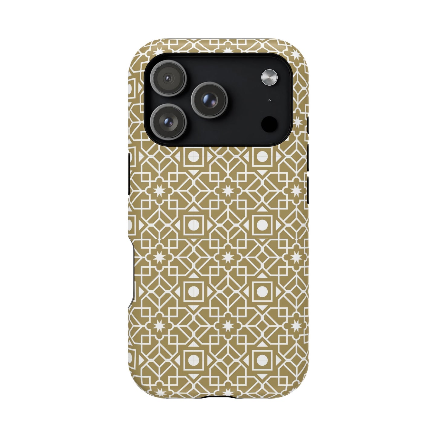 Beige and Gold Geometric Design Iphone Magnetic Tough Case