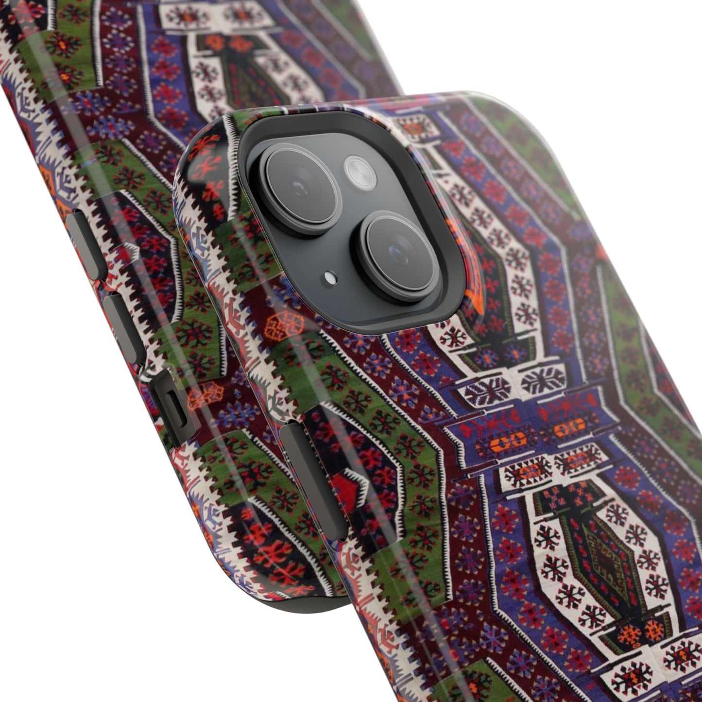Purple and Green Geometric Design - Iphone Magnetic Tough Case