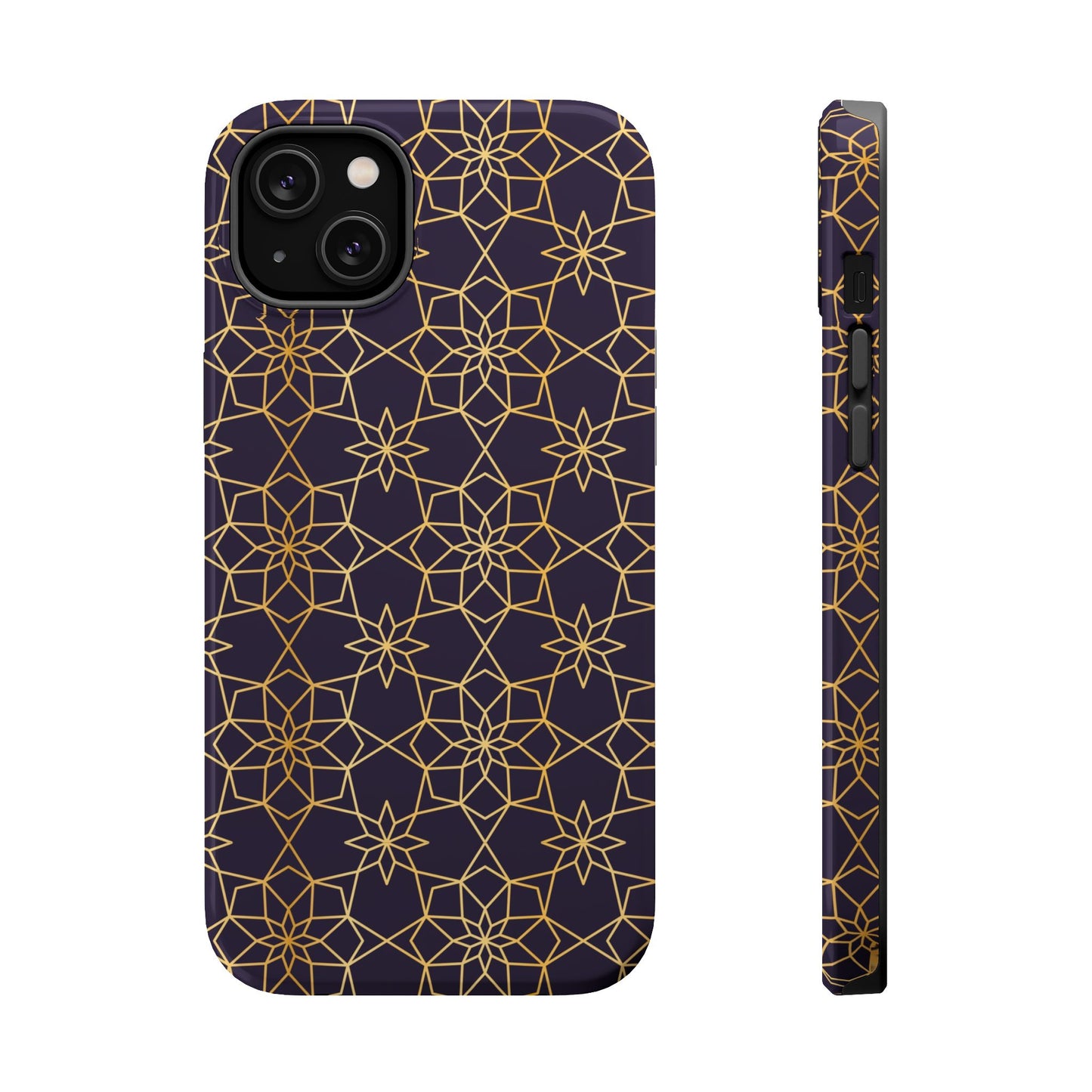 Gold and Purple Geometric Design Iphone Magnetic Tough Case