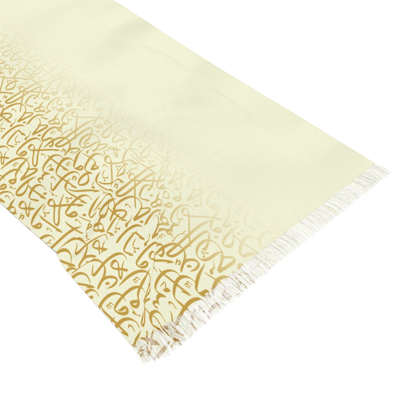 White and Gold Arabic Calligraphy Elegant Light Scarf - Perfect for All Seasons