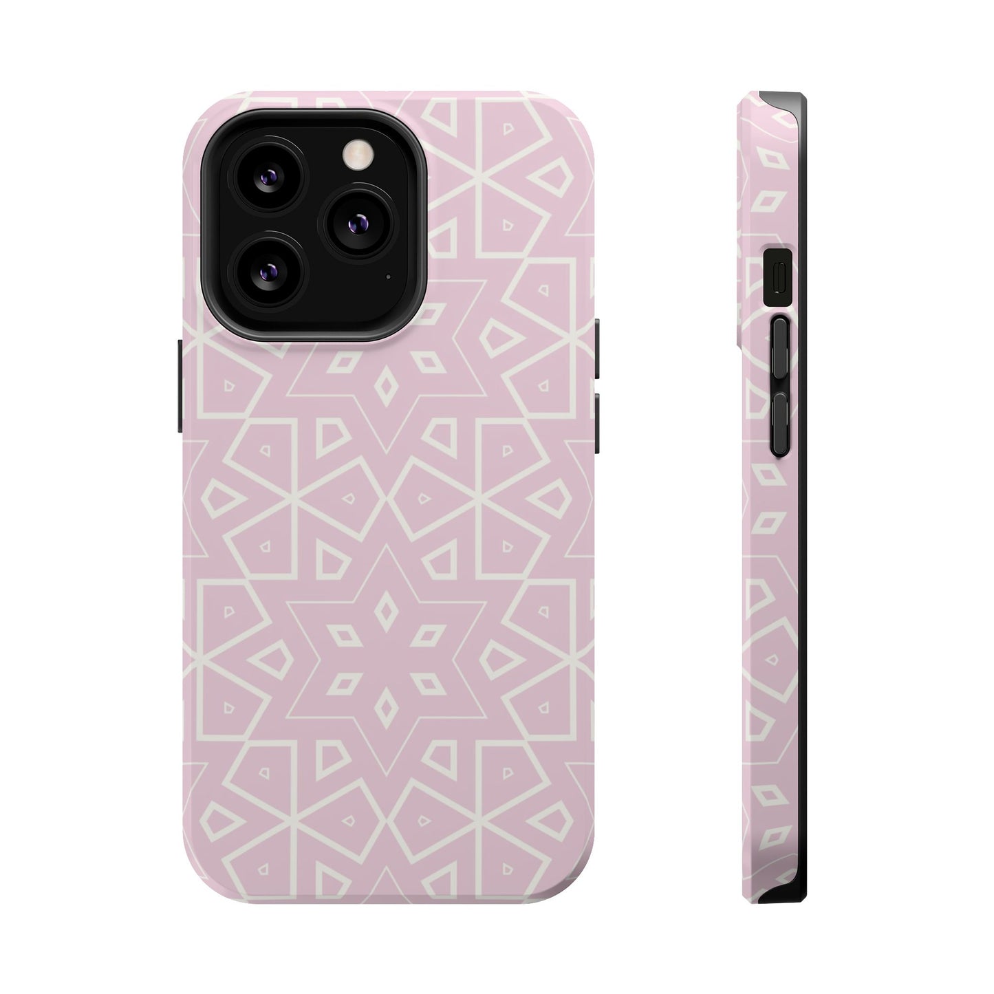 Pink and White Geometric Design Iphone Magnetic Tough Case