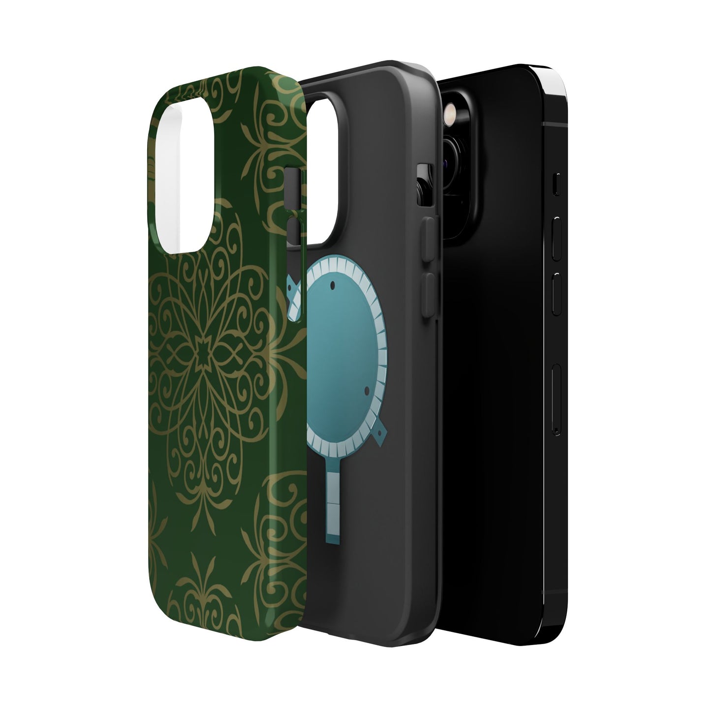 Gold and Green Flowery Design - Iphone Magnetic Tough Case