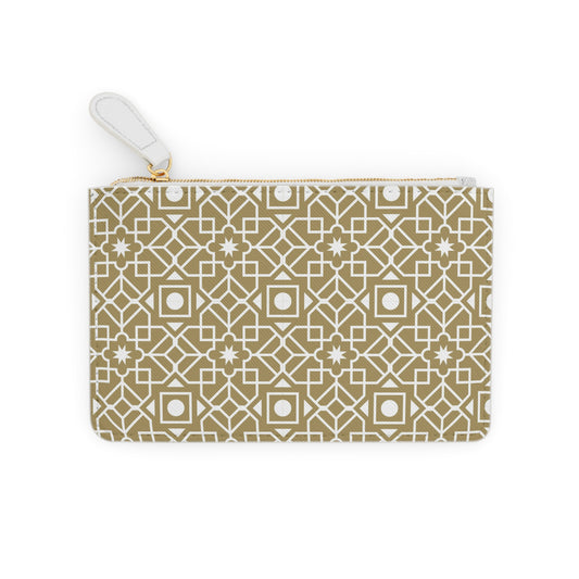 Beige and gold geometric designs Mini Clutch Bag