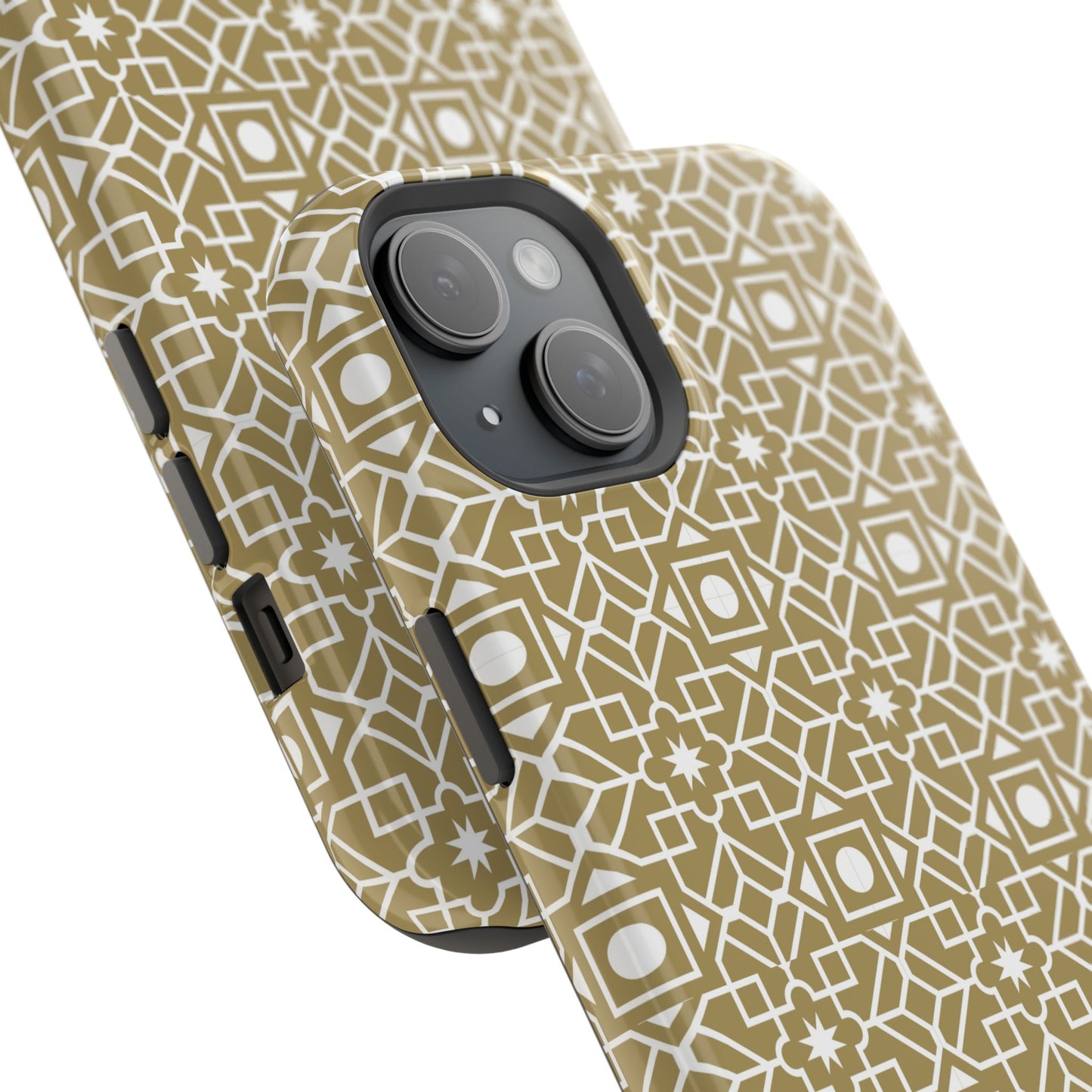 Beige and Gold Geometric Design Iphone Magnetic Tough Case