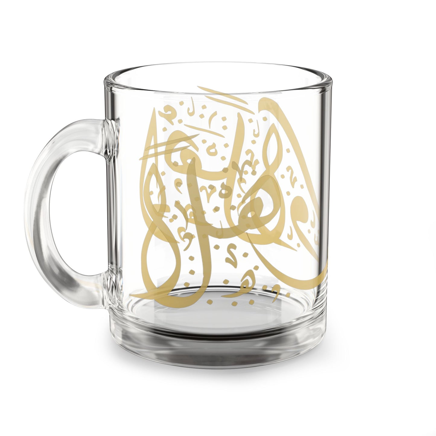 Ahlan Wasahlan Elegant Gold Script Glass Mug, 10oz Tea Cup