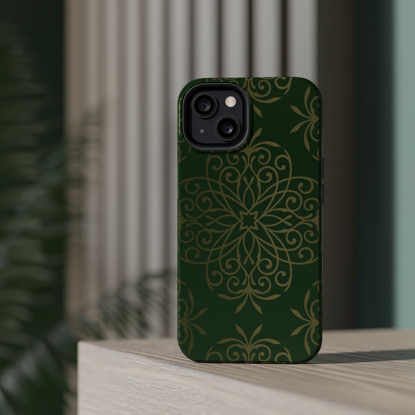 Gold and Green Flowery Design - Iphone Magnetic Tough Case