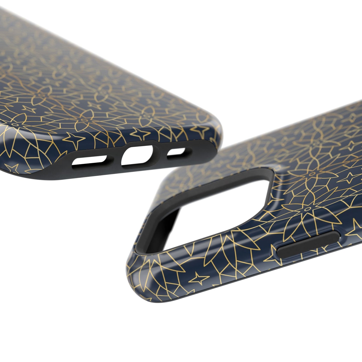 Navy and Gold Geometric Design Iphone Magnetic Tough Case