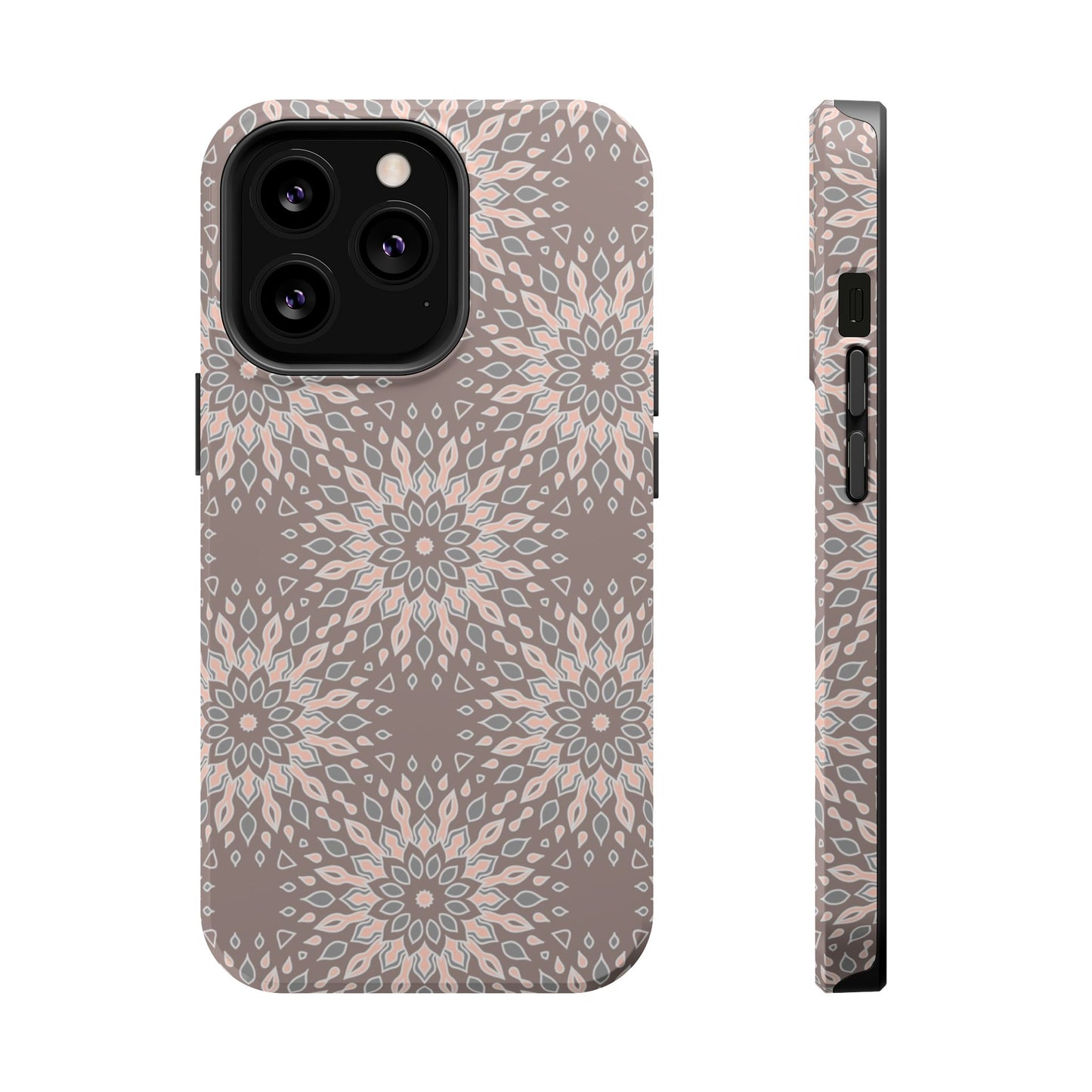Beige Floral Design - Iphone Magnetic Tough Case