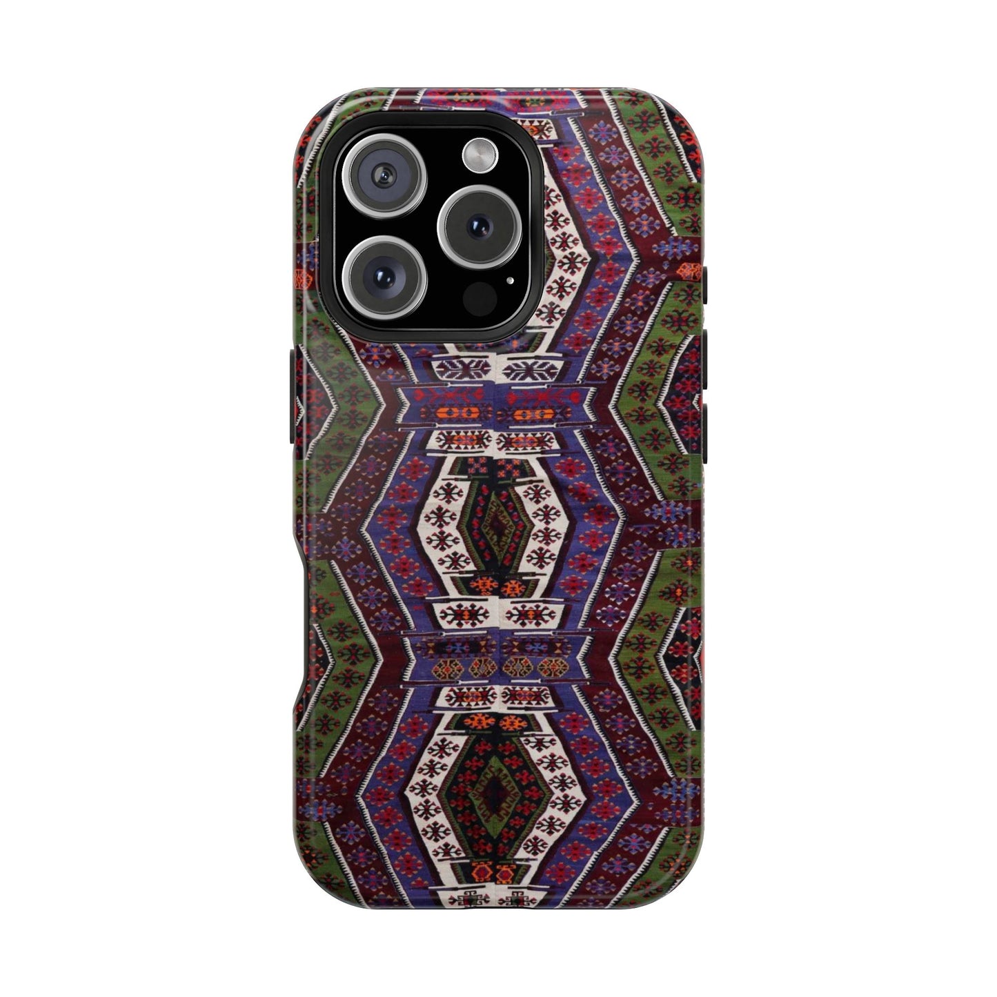 Purple and Green Geometric Design - Iphone Magnetic Tough Case
