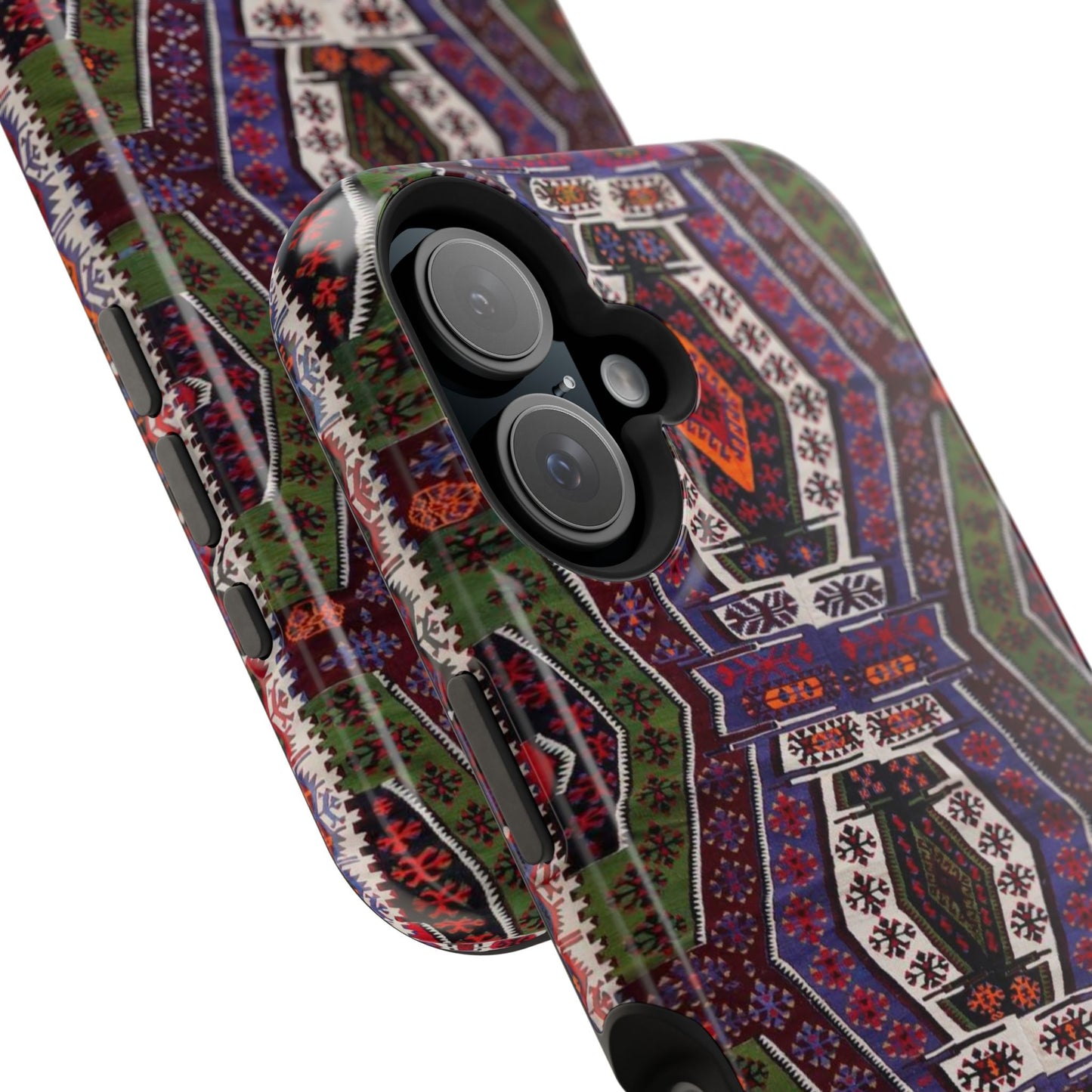 Purple and Green Geometric Design - Iphone Magnetic Tough Case