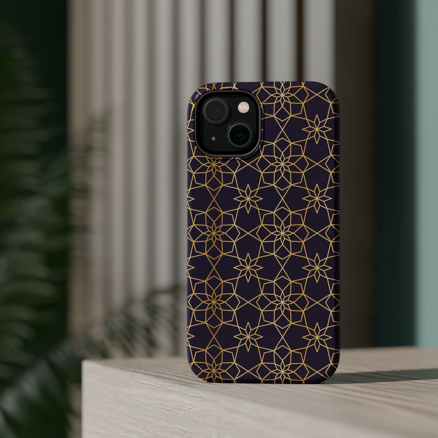 Gold and Purple Geometric Design Iphone Magnetic Tough Case