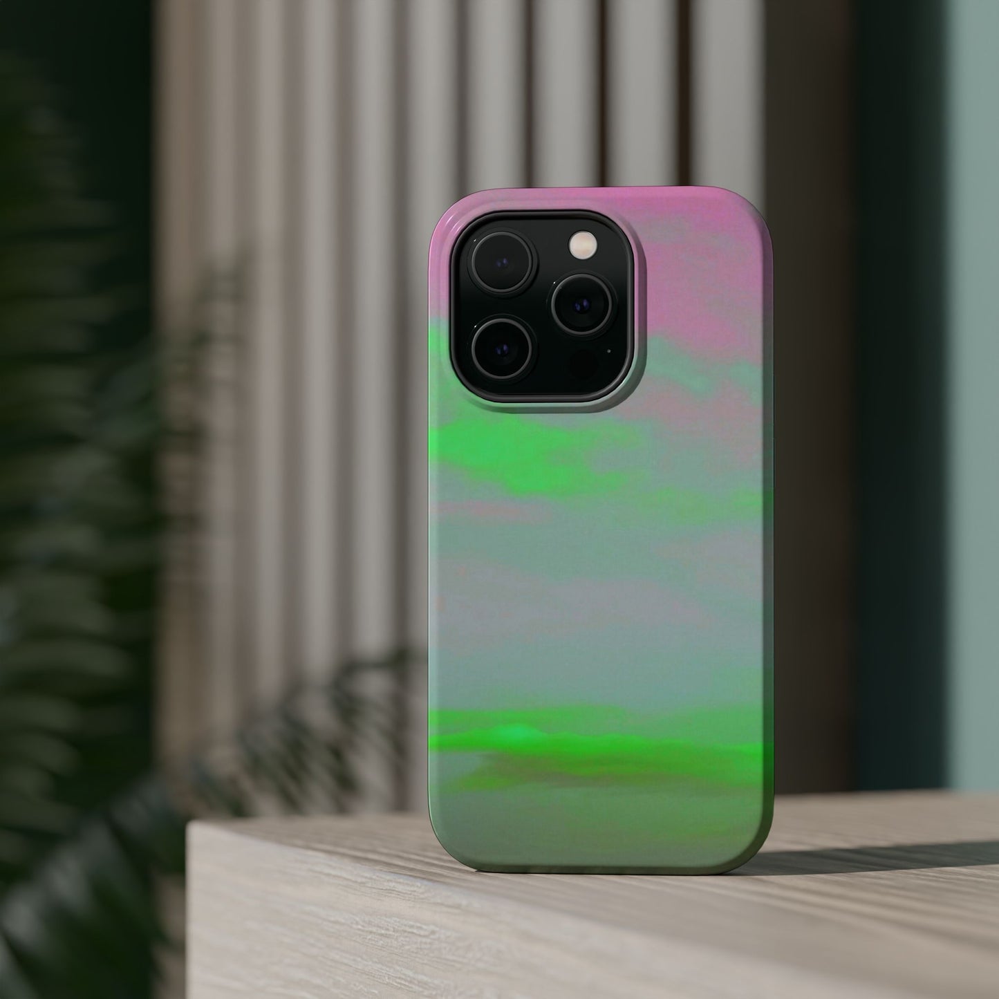 Green and pink sky Design - Iphone Magnetic Tough Case