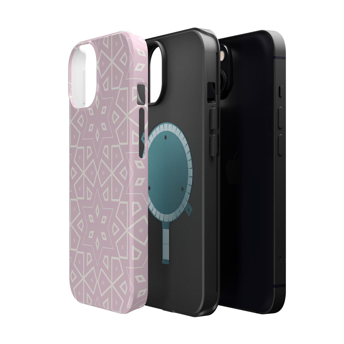 Pink and White Geometric Design Iphone Magnetic Tough Case