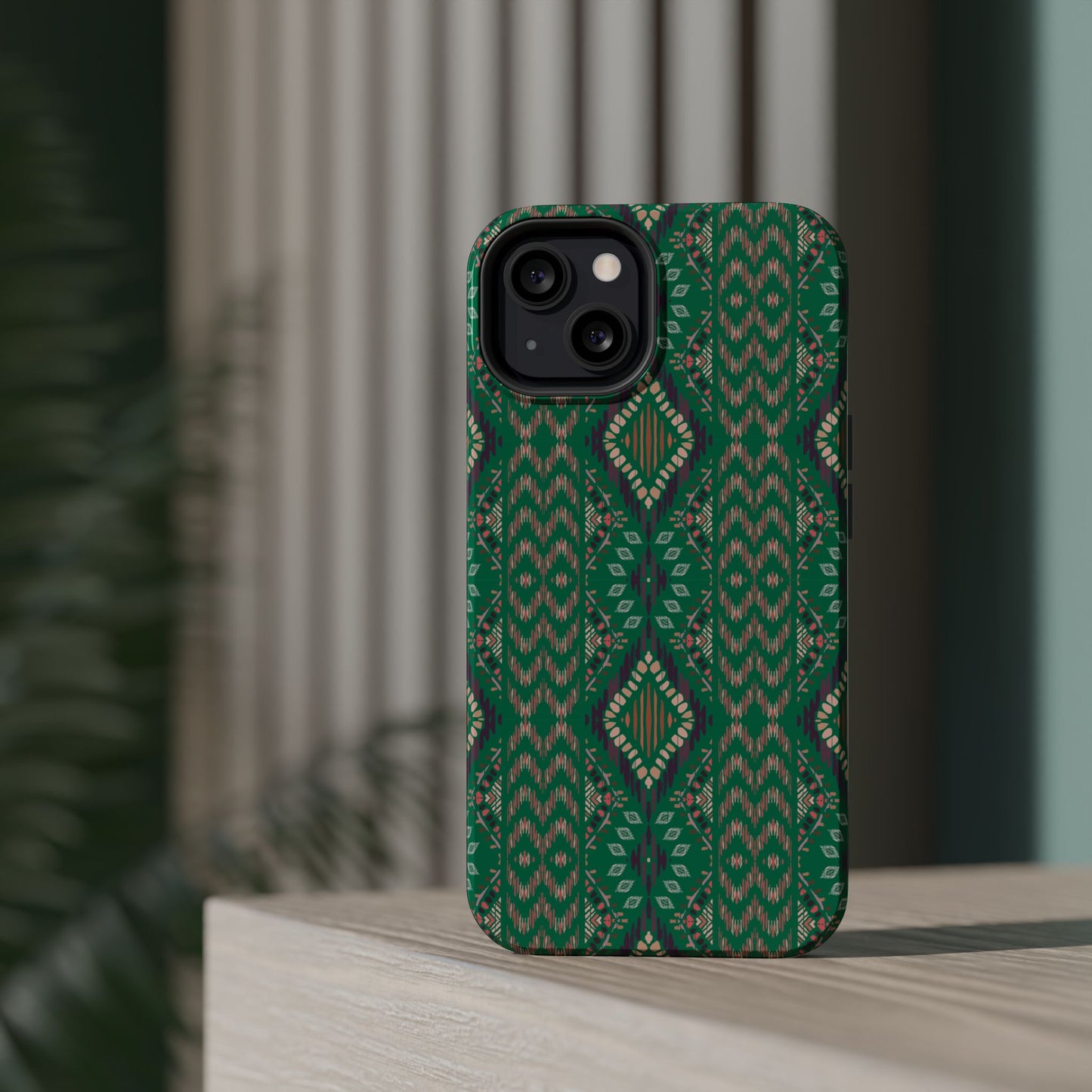 Emerald Green Geometric Design Iphone Magnetic Tough Case