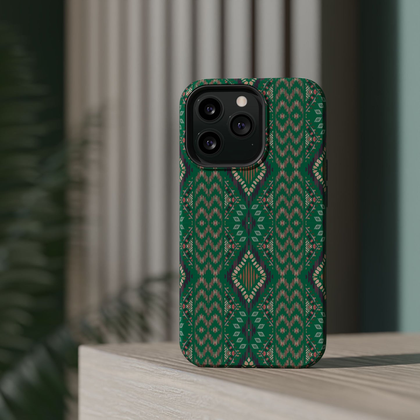 Emerald Green Geometric Design Iphone Magnetic Tough Case