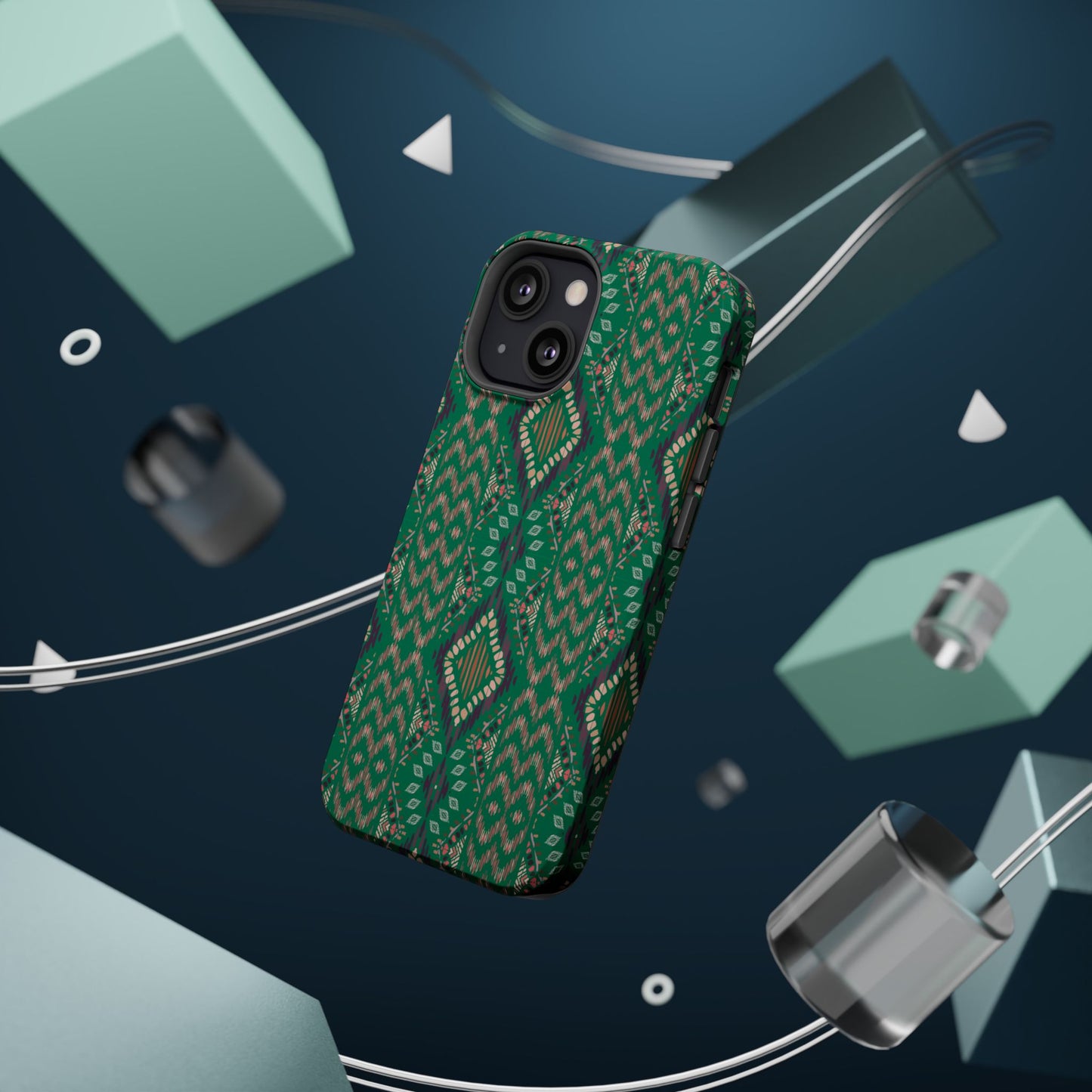 Emerald Green Geometric Design Iphone Magnetic Tough Case