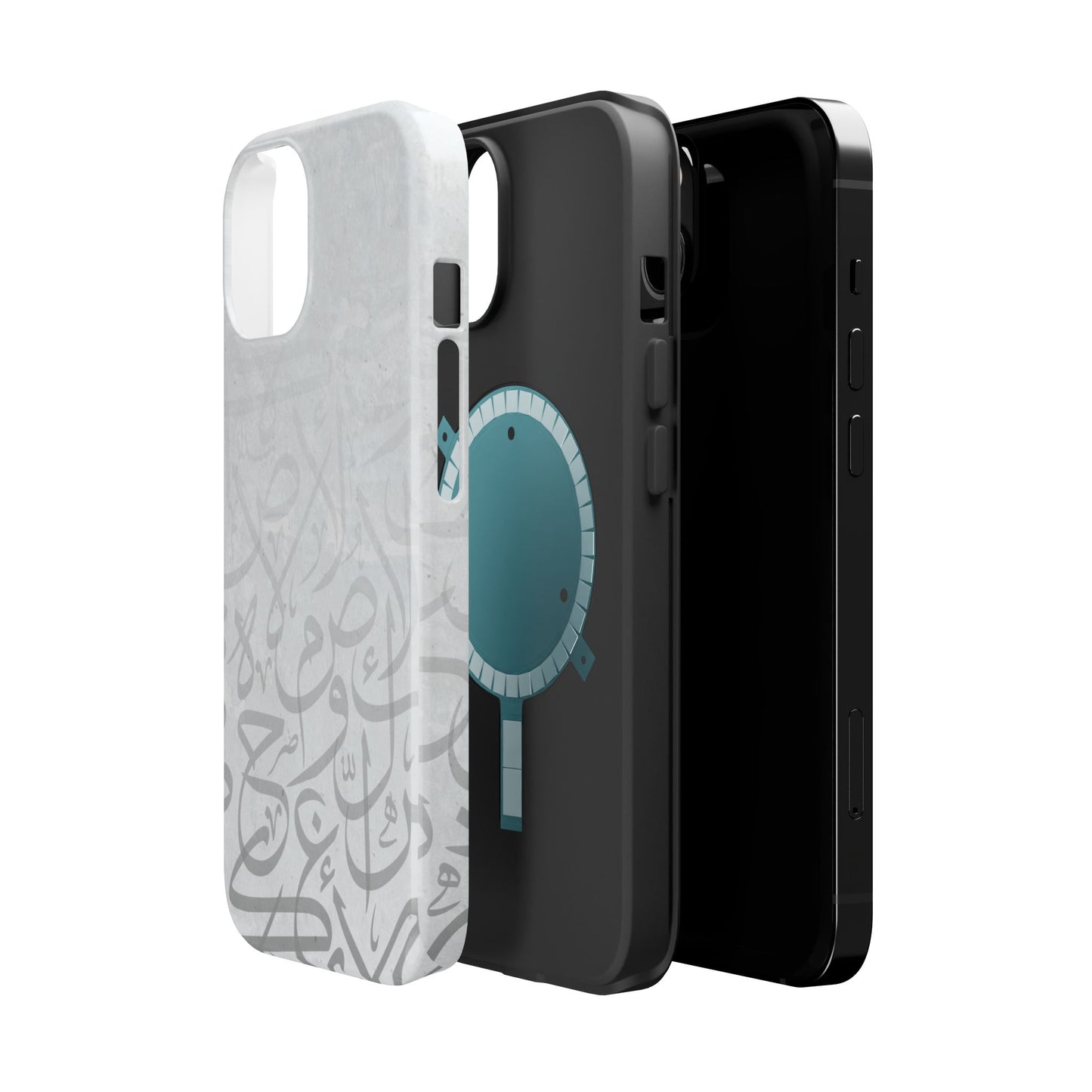 Arabic White and Grey Calligraphy Faded Design - Iphone Magnetic Tough Case
