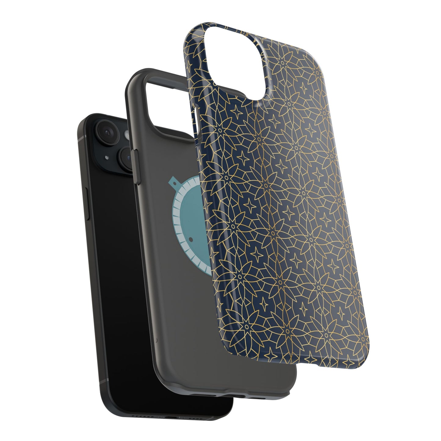 Navy and Gold Geometric Design Iphone Magnetic Tough Case