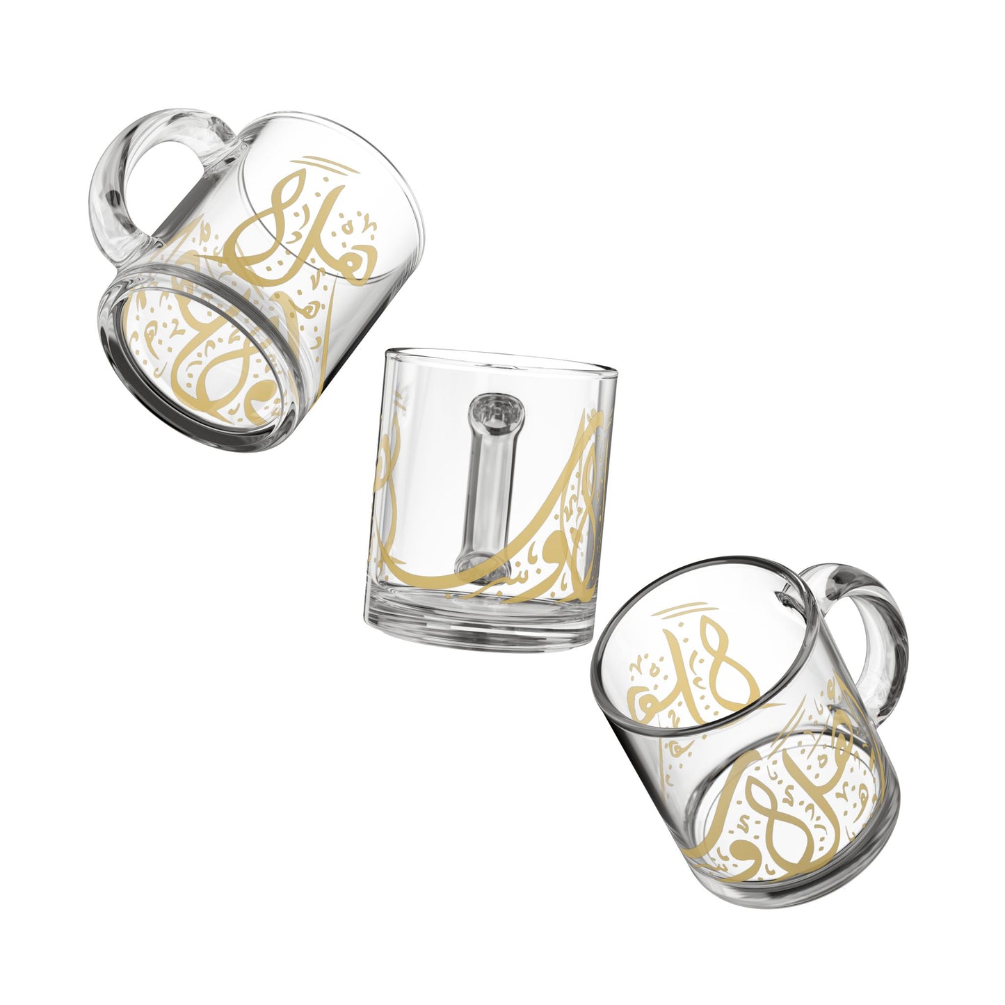 Ahlan Wasahlan Elegant Gold Script Glass Mug, 10oz Tea Cup