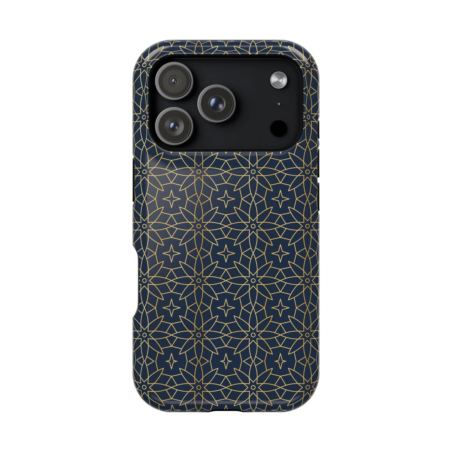 Navy and Gold Geometric Design Iphone Magnetic Tough Case