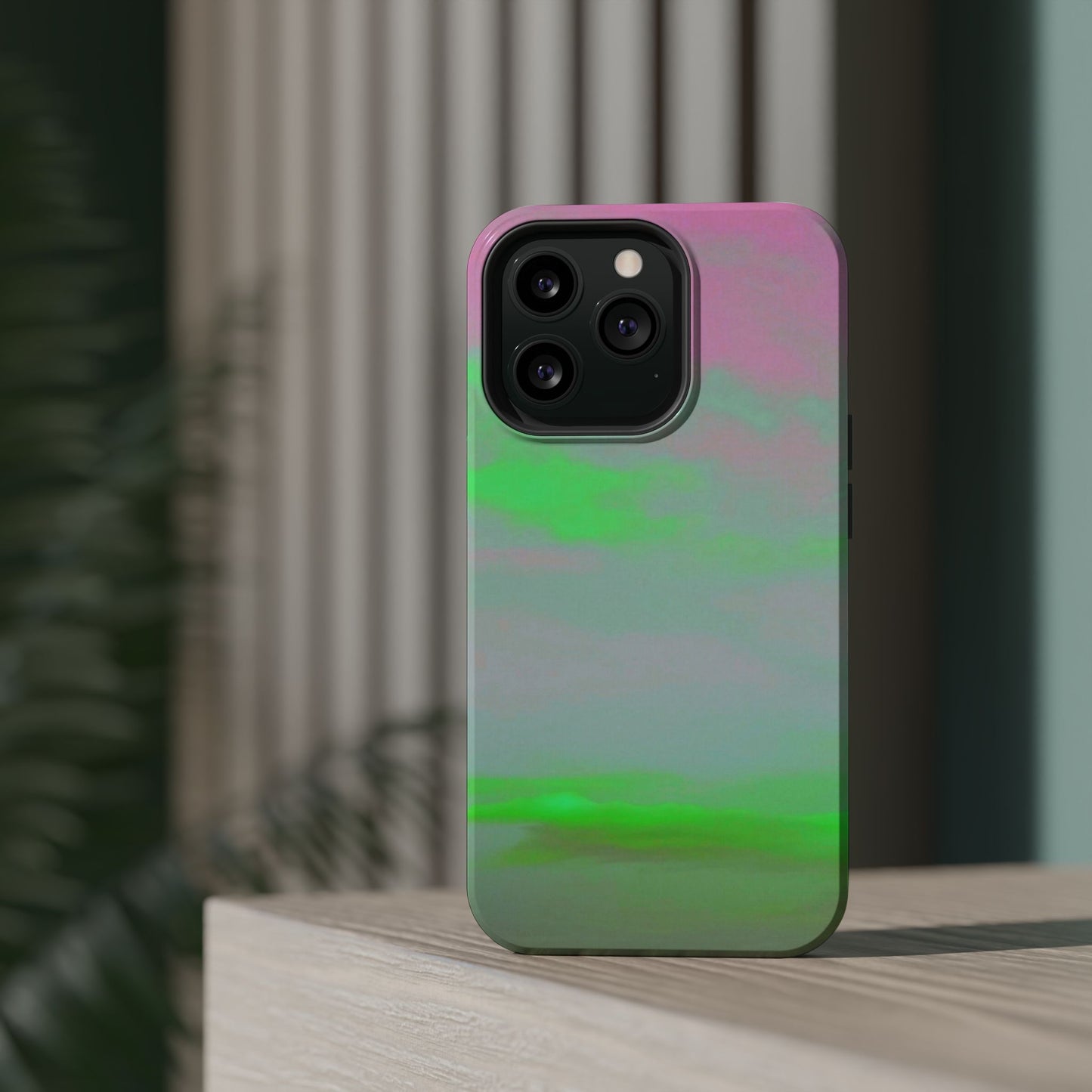 Green and pink sky Design - Iphone Magnetic Tough Case