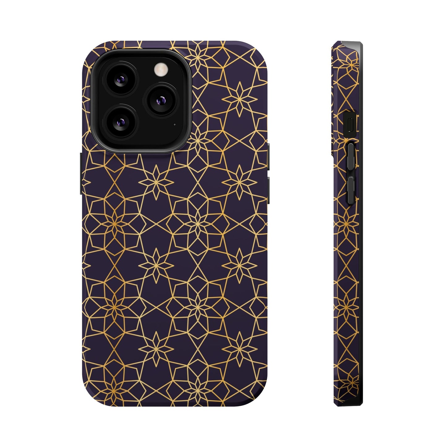Gold and Purple Geometric Design Iphone Magnetic Tough Case