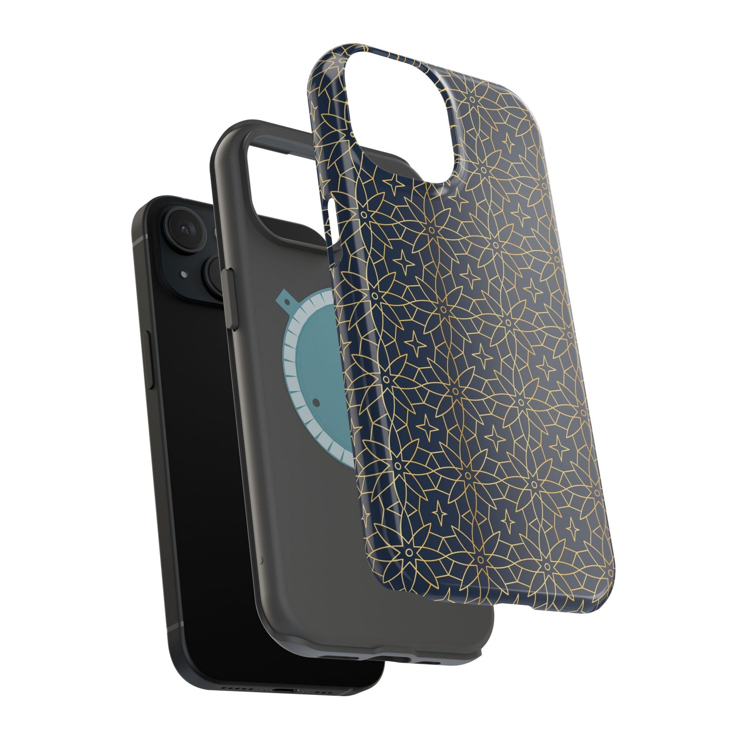 Navy and Gold Geometric Design Iphone Magnetic Tough Case