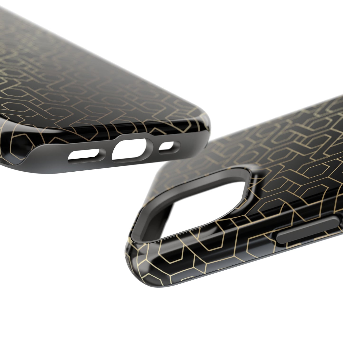 Black and Gold ⭐️ Geometric Design Iphone Magnetic Tough Case