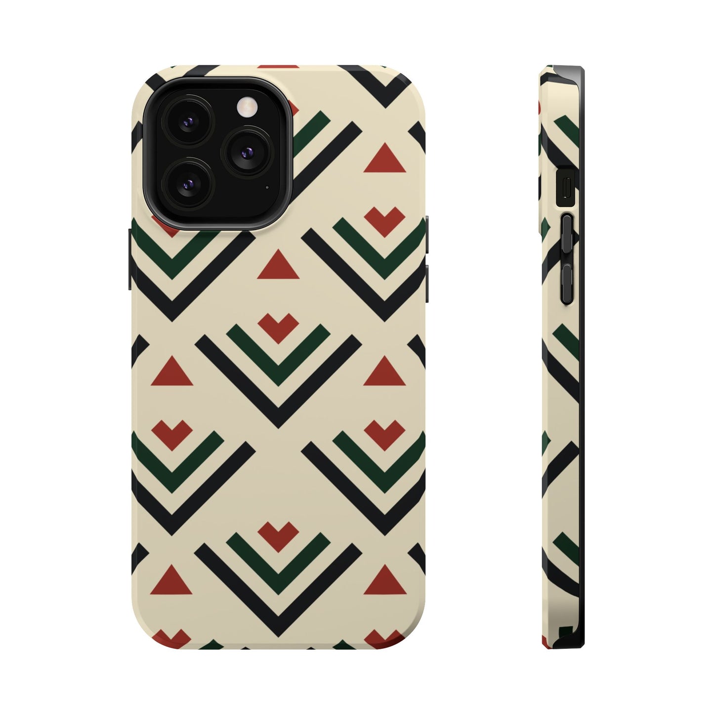Red Black Green Geometric Design Iphone Magnetic Tough Case
