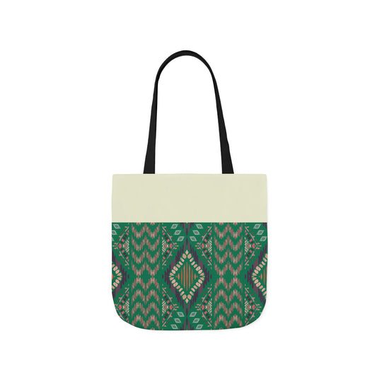 Green Emerald geometric Designs Tote Bag, 3-Color Straps
