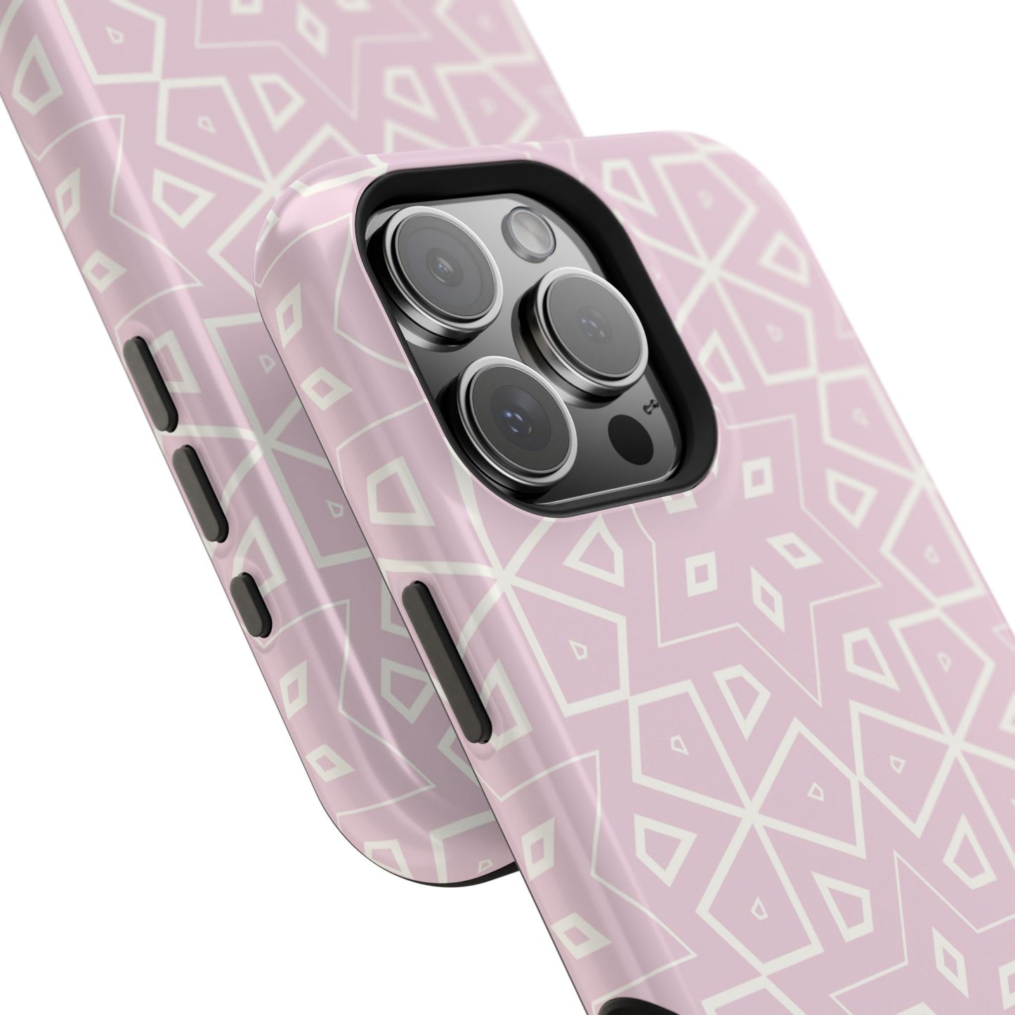 Pink and White Geometric Design Iphone Magnetic Tough Case