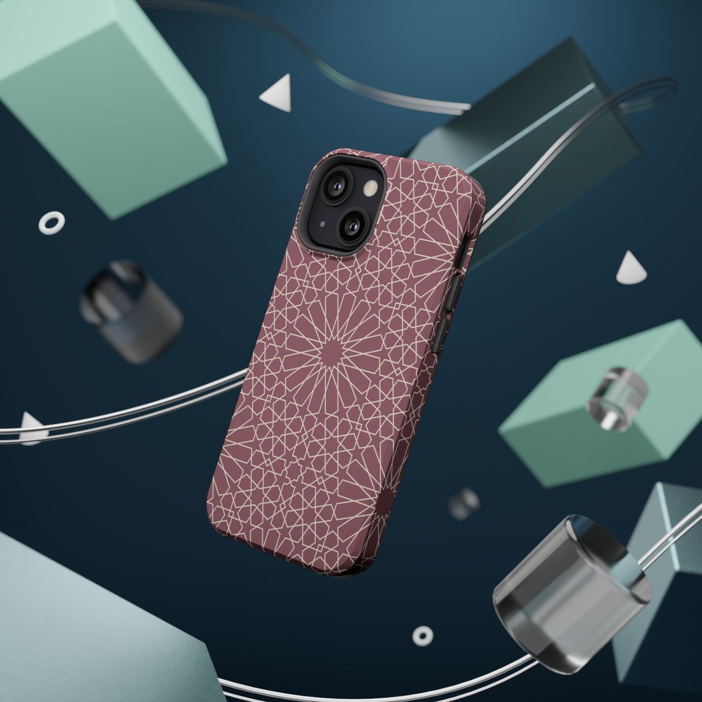 Pink Flower 🌸 Geometric Design Iphone Magnetic Tough Case