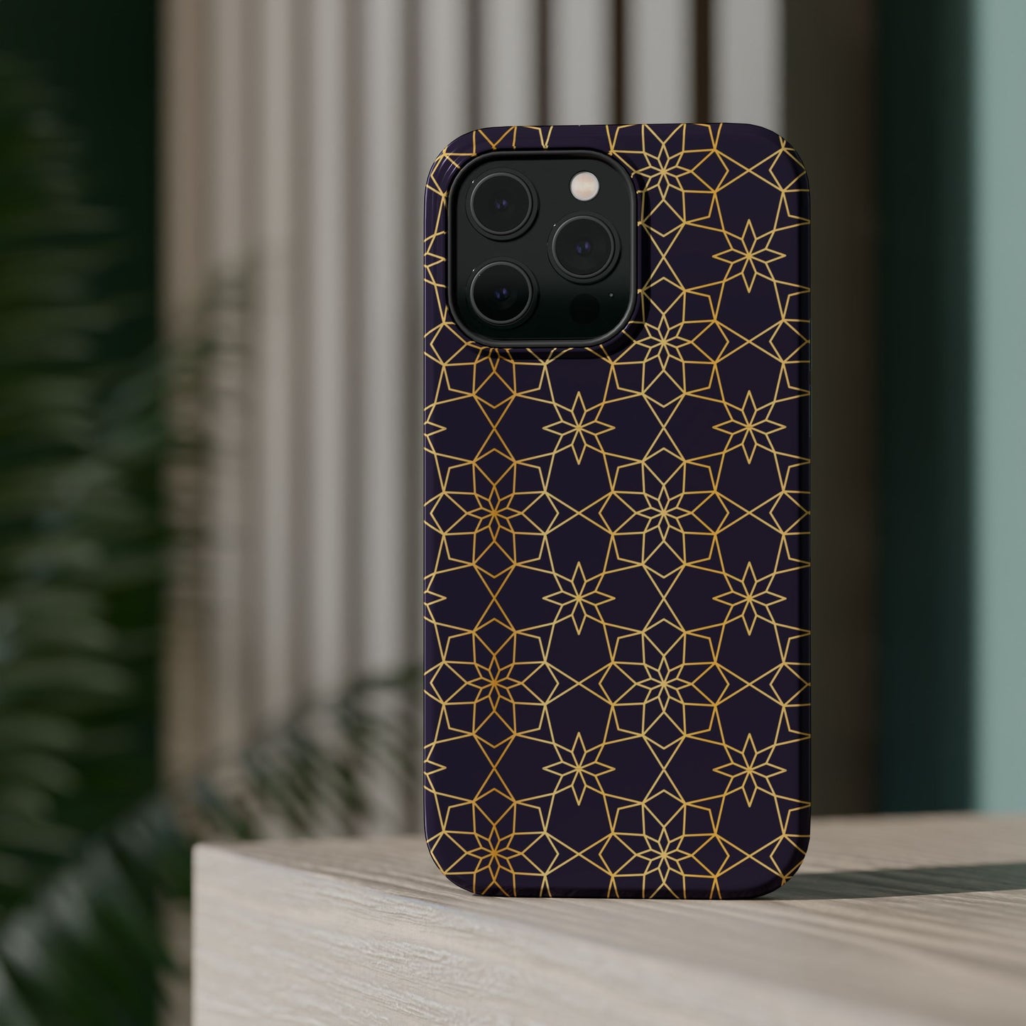 Gold and Purple Geometric Design Iphone Magnetic Tough Case