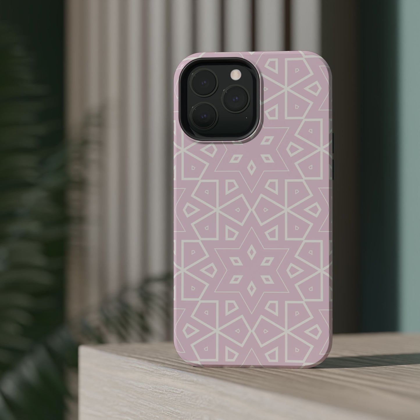 Pink and White Geometric Design Iphone Magnetic Tough Case