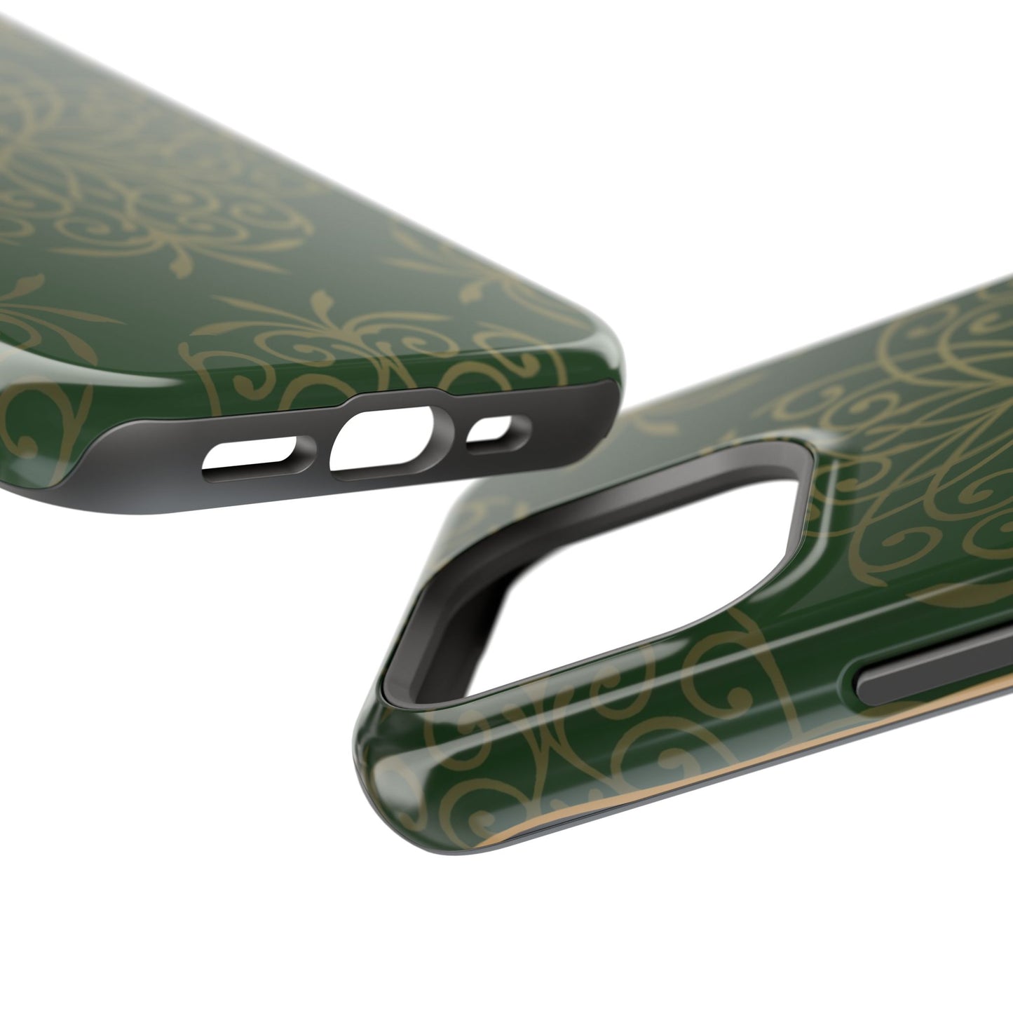 Gold and Green Flowery Design - Iphone Magnetic Tough Case