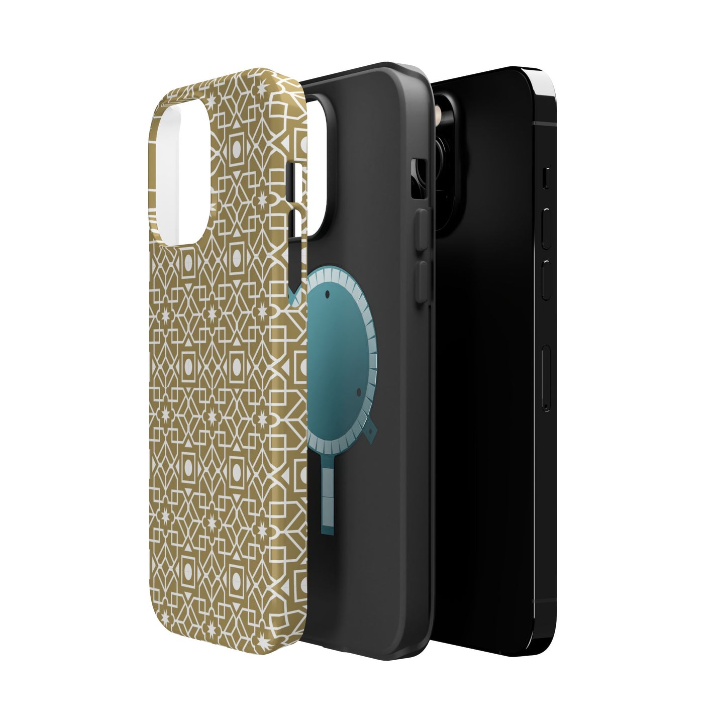Beige and Gold Geometric Design Iphone Magnetic Tough Case