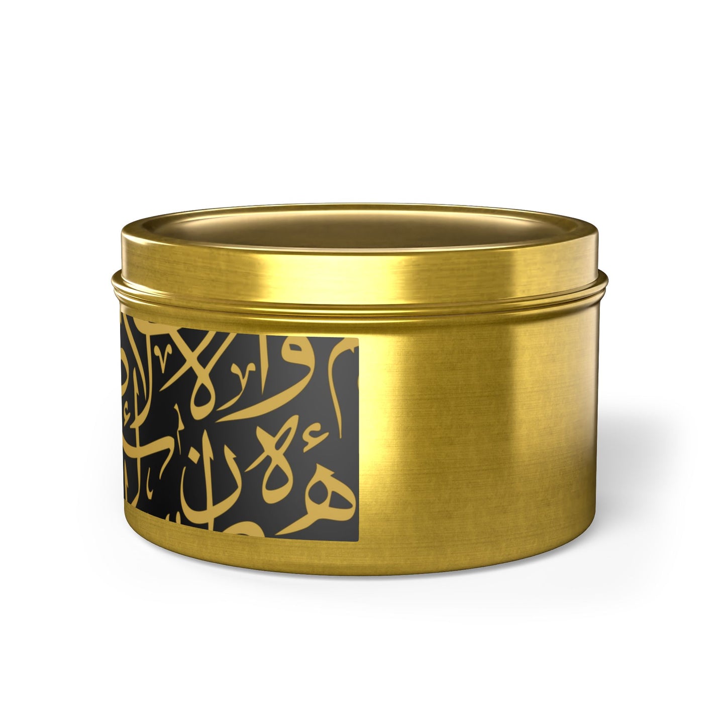 Golden and Black Arabic Letters Script Tin Candles | Elegant Home Fragrance | Decorative Candle Gifts for All Occasions | Relaxing Aromatherapy