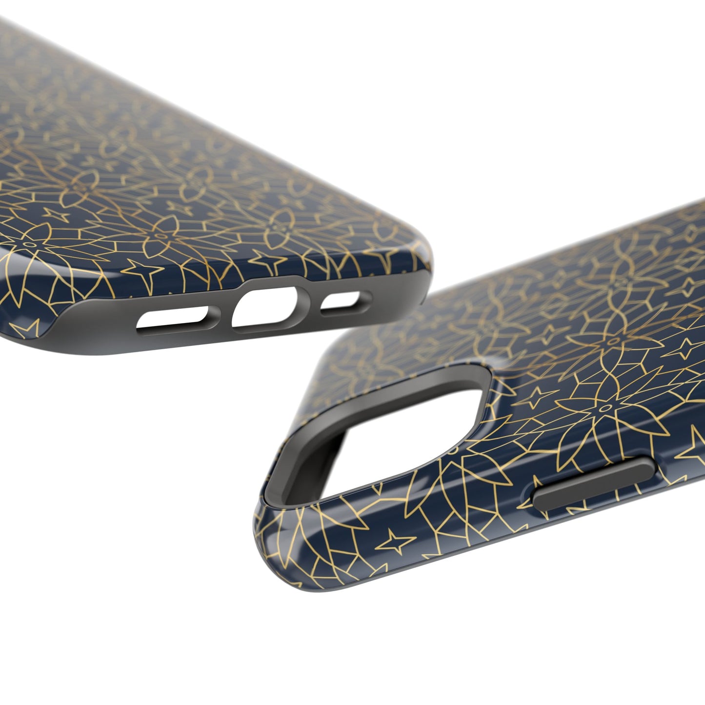 Navy and Gold Geometric Design Iphone Magnetic Tough Case