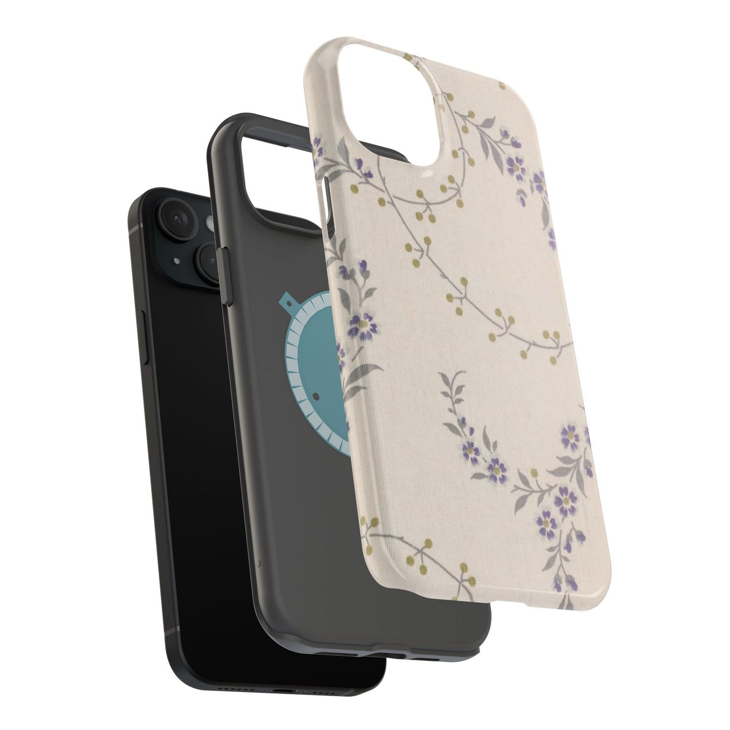 Purple Floral Design - Iphone Magnetic Tough Case