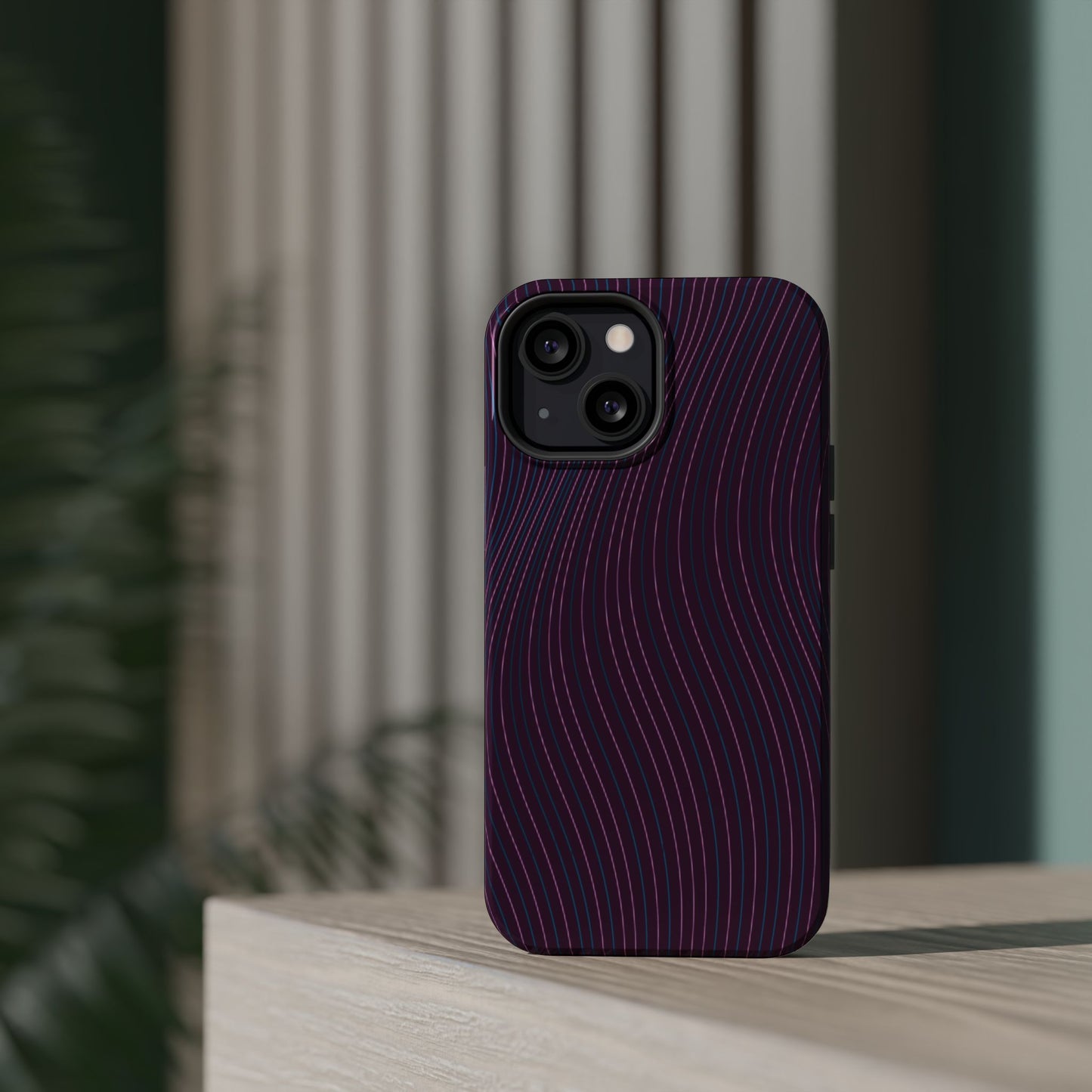 Purple Line Pattern Design - Iphone Magnetic Tough Case
