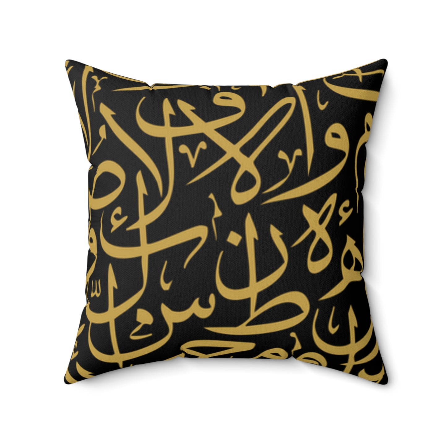 Black and Gold Arabic Calligraphy Suede Square Pillow