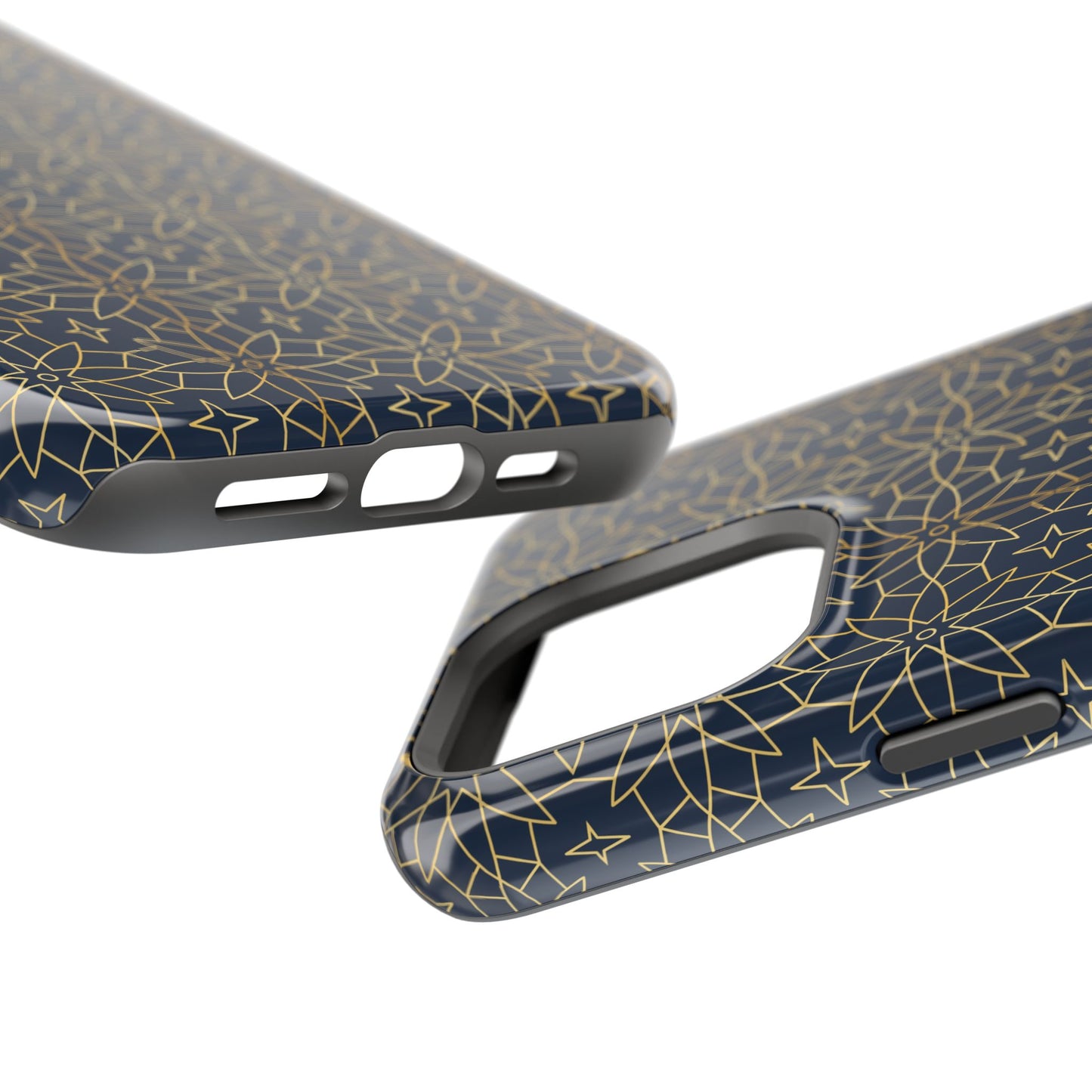 Navy and Gold Geometric Design Iphone Magnetic Tough Case
