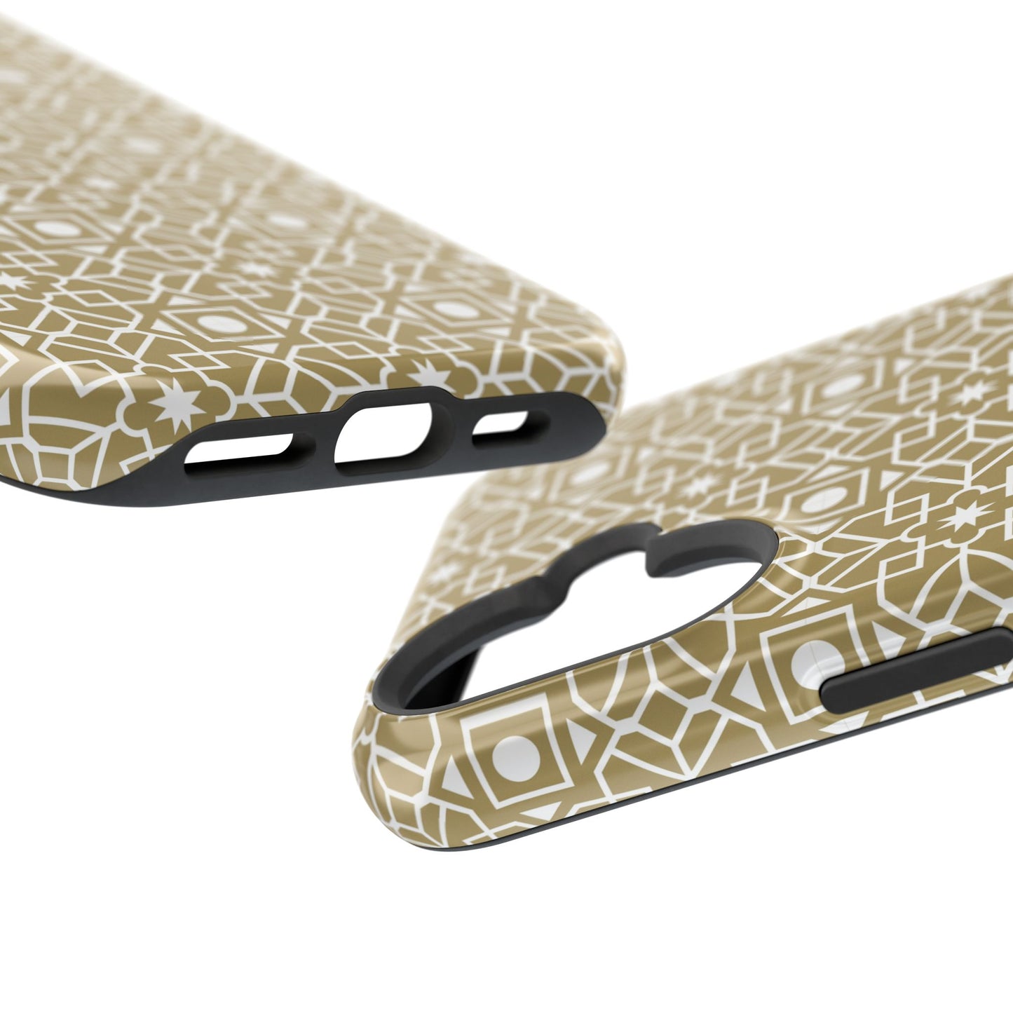 Beige and Gold Geometric Design Iphone Magnetic Tough Case