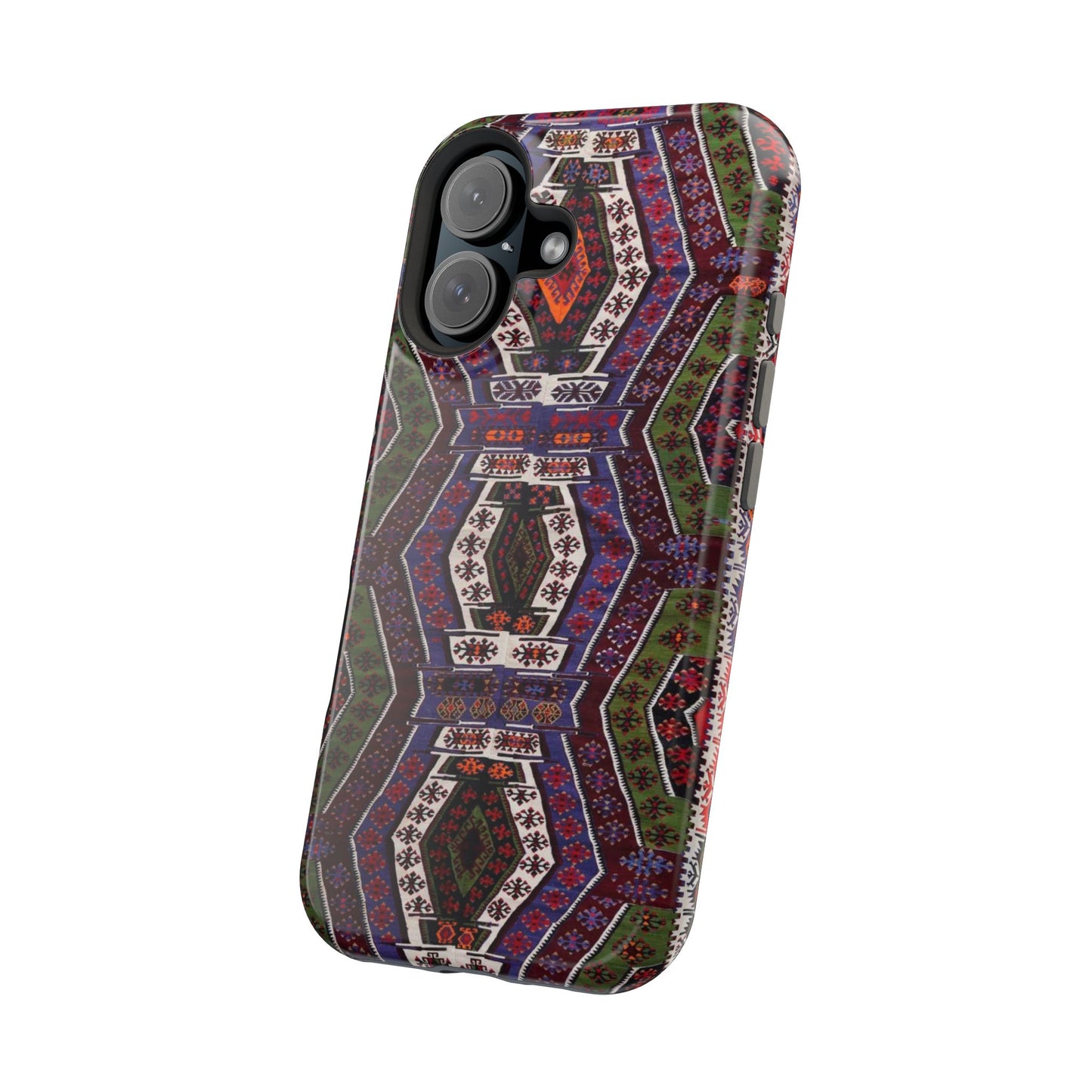 Purple and Green Geometric Design - Iphone Magnetic Tough Case