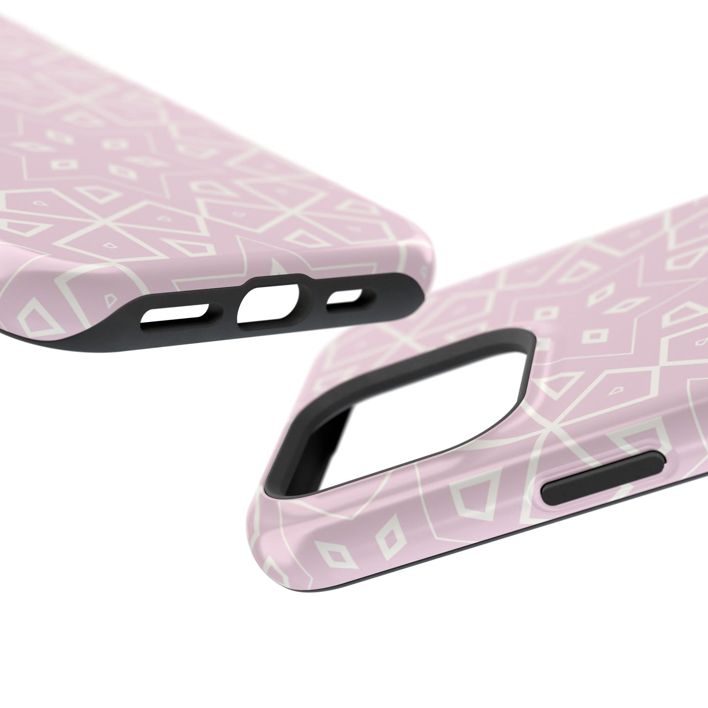 Pink and White Geometric Design Iphone Magnetic Tough Case