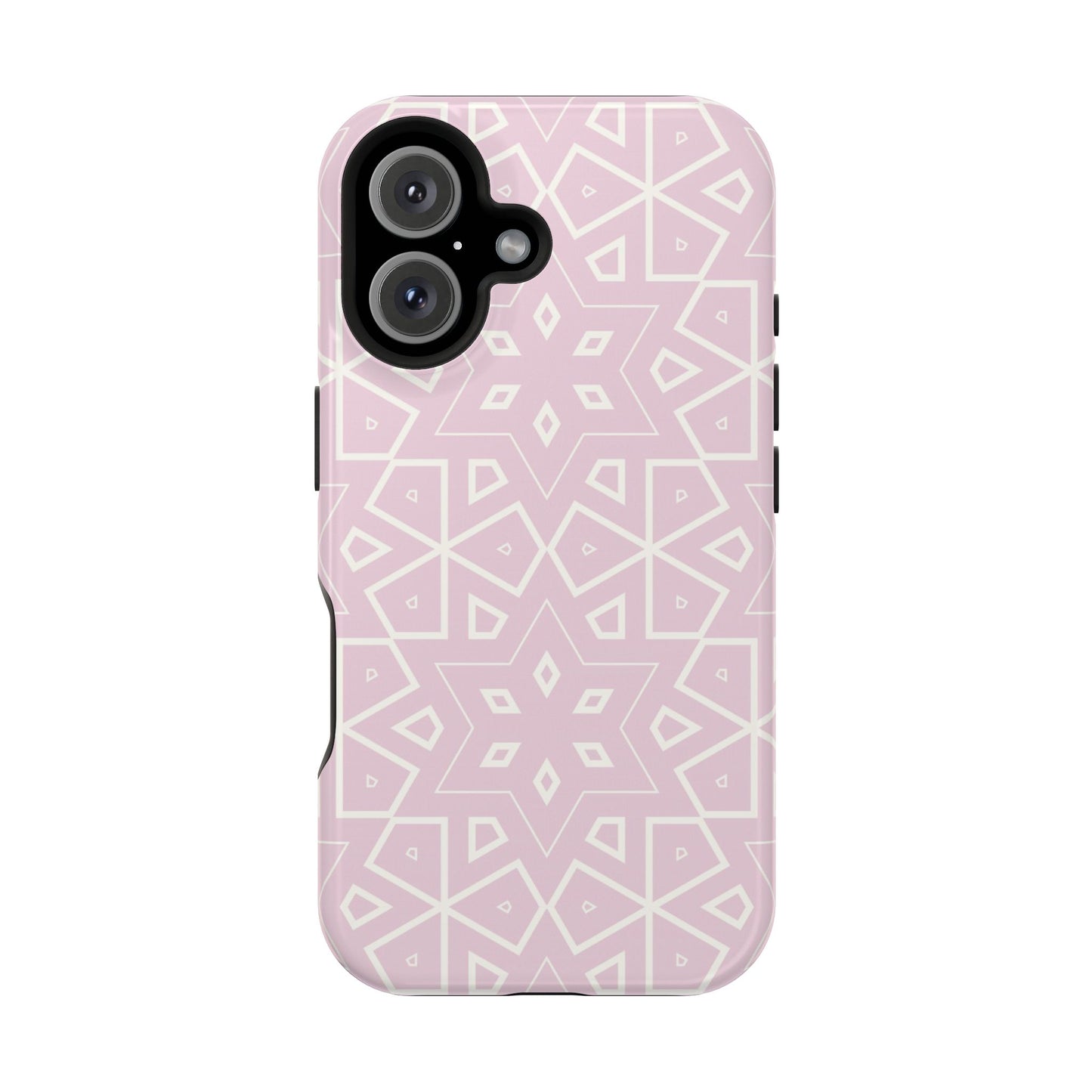 Pink and White Geometric Design Iphone Magnetic Tough Case