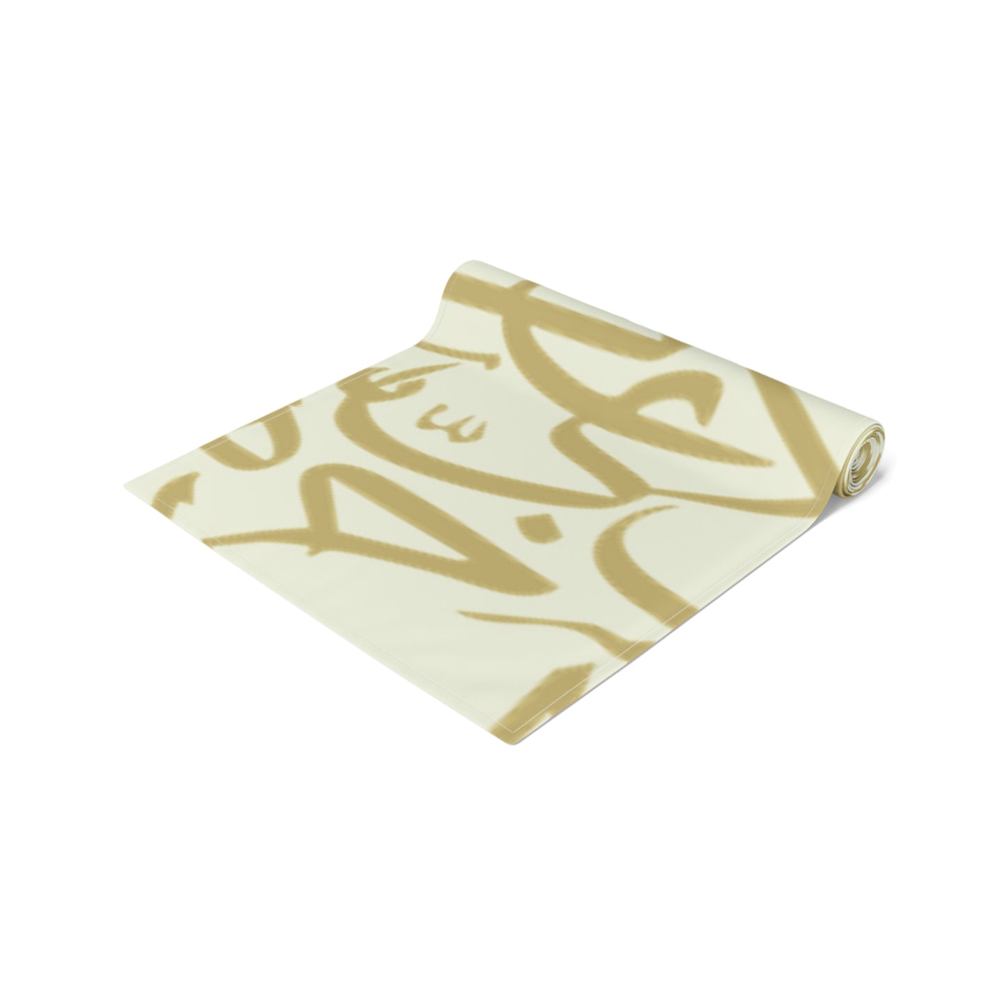 Beige and Gold Arabic Letters Elegant Table Runner - Perfect for Dining & Celebrations