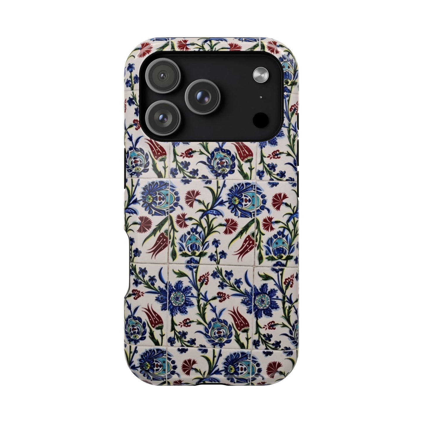 Blue ceramic Floral Design - Iphone Magnetic Tough Case