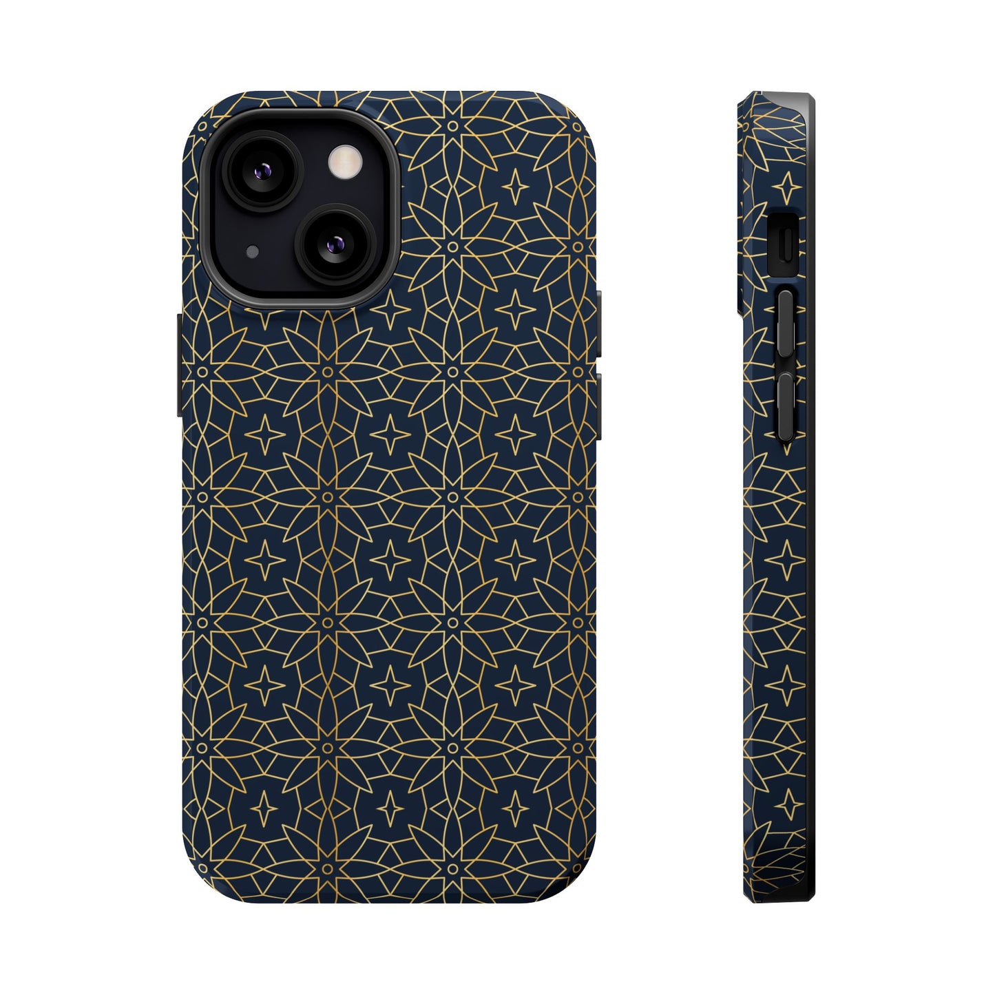 Navy and Gold Geometric Design Iphone Magnetic Tough Case