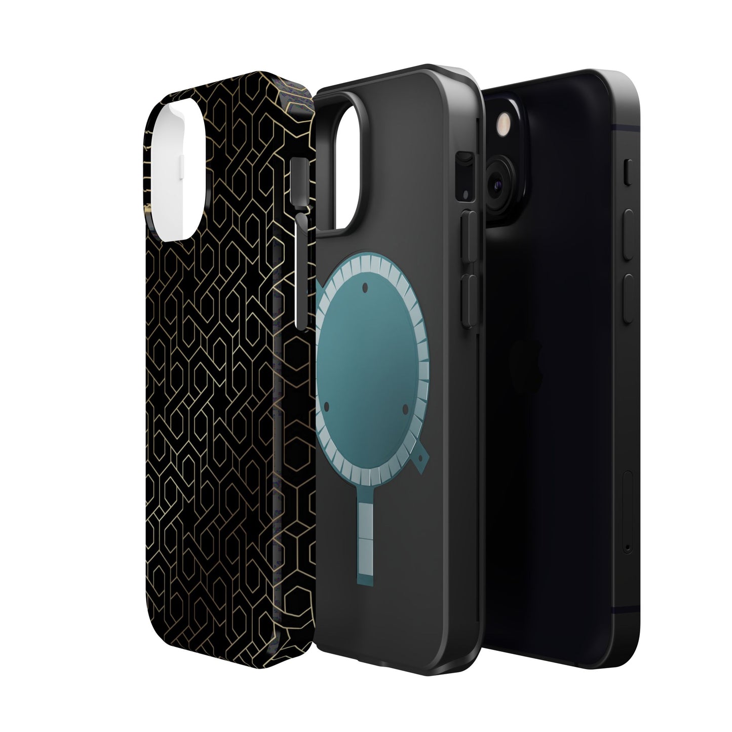 Black and Gold ⭐️ Geometric Design Iphone Magnetic Tough Case